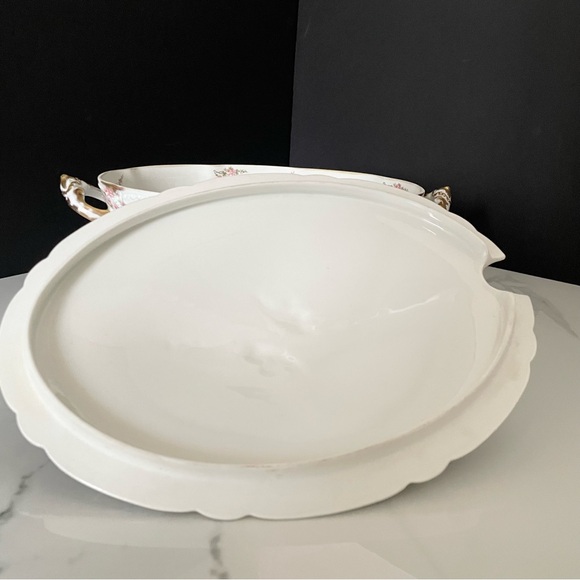 Pink Roses Floral & Gold Tureen - Elite Limoges - Picture 9 of 15